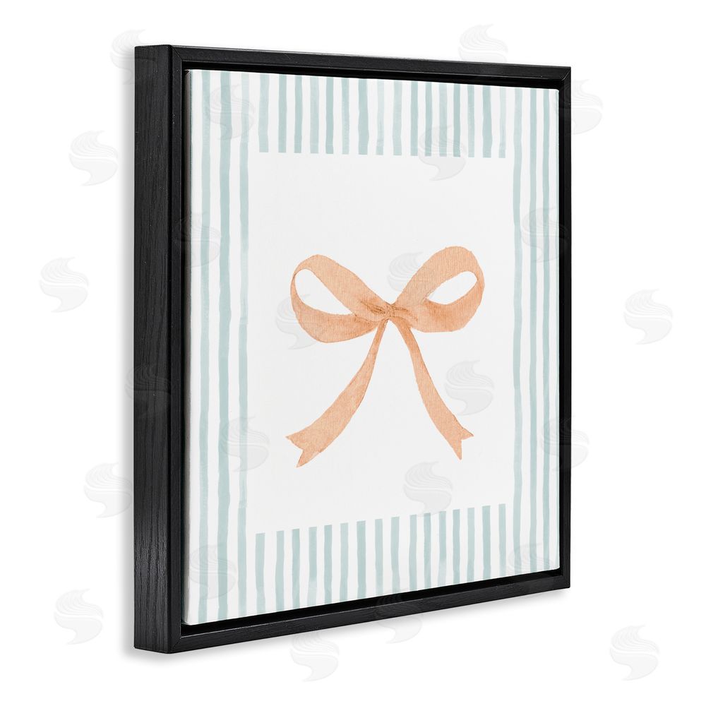 Patricia Pinto Orange Bow with Stripe Border Black Floating Frame Canvas Wall Art Print