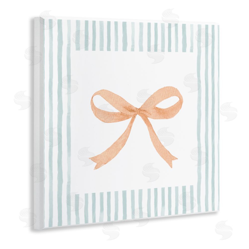 Patricia Pinto Orange Bow with Stripe Border Wall Plaque Art Print