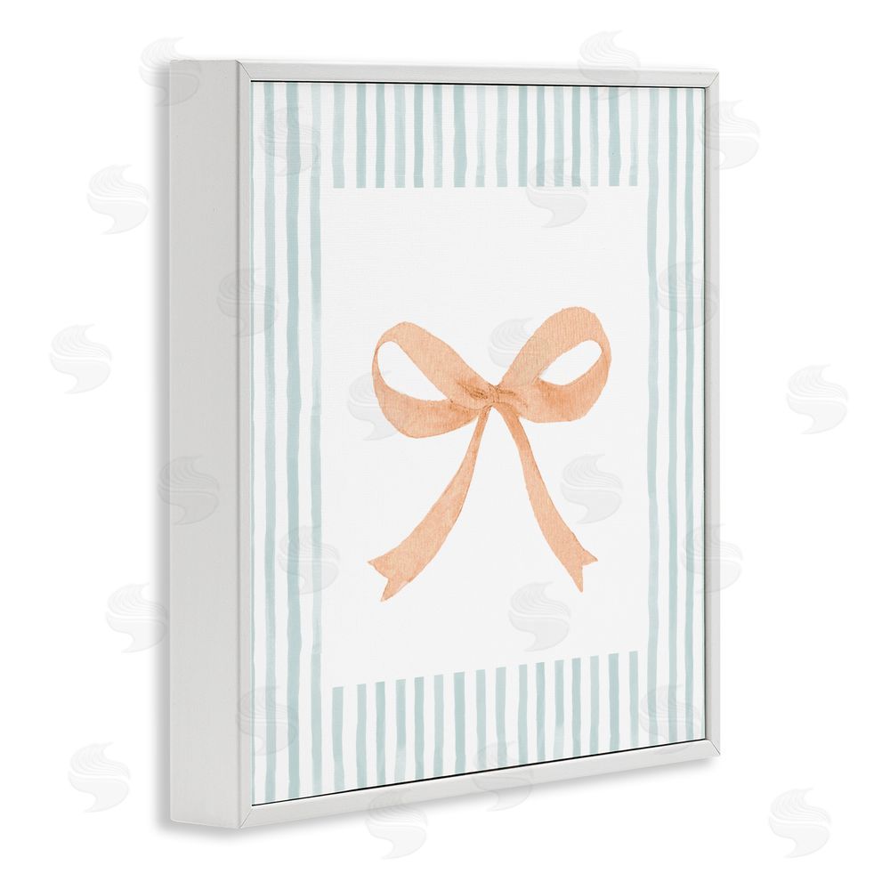 Patricia Pinto Orange Bow with Stripe Border White Framed Giclee Wall Art Print
