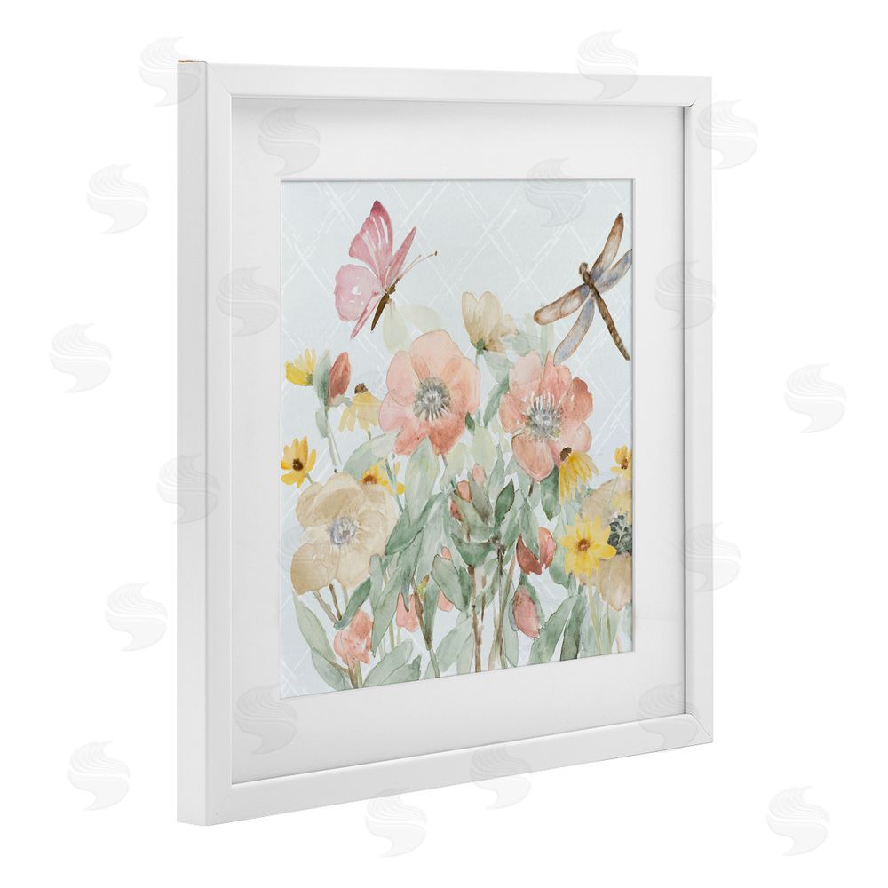 Sundance Graphics Garden Joy with Insects White Framed Print Under Glass Wall Art
