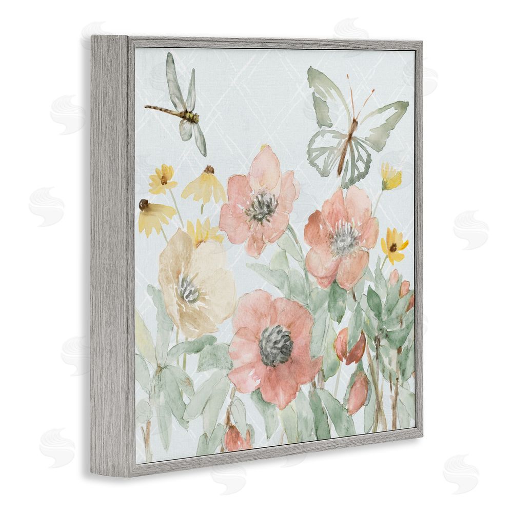 Sundance Graphics Garden Joy Butterflies Gray Framed Giclee Wall Art Print