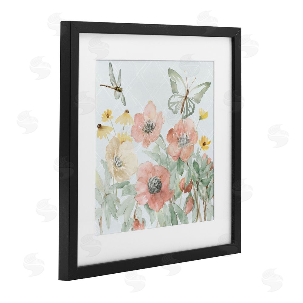 Sundance Graphics Garden Joy Butterflies Black Framed Print Under Glass Wall Art