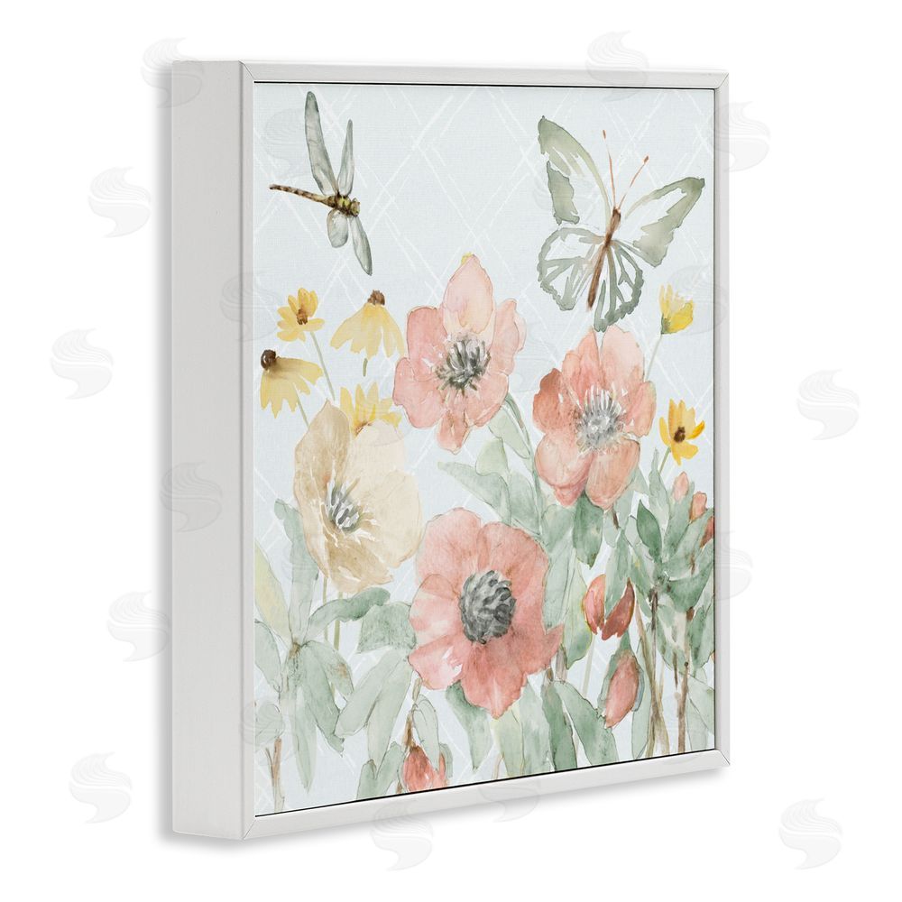 Sundance Graphics Garden Joy Butterflies White Framed Giclee Wall Art Print
