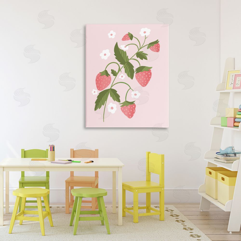 Sundance Graphics Pastel Strawberries Branch Canvas Wall Art Print in Room