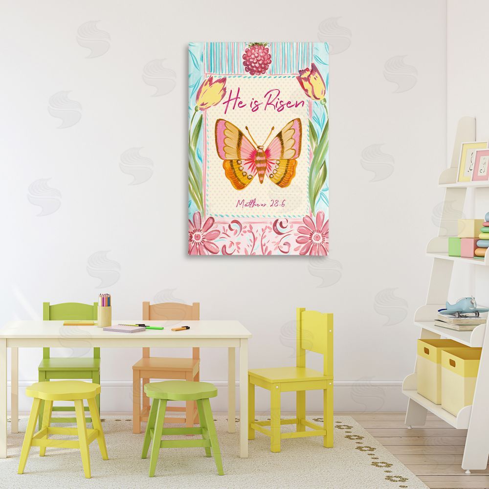 Sundance Graphics He Is Risen with Butterfly Canvas Wall Art Print in Room