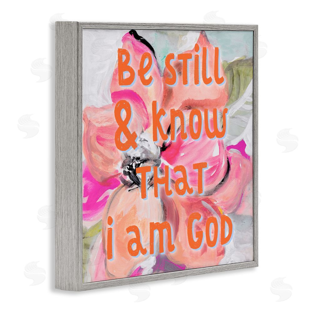 Sundance Graphics Bright Be Still Scripture Gray Framed Giclee Wall Art Print