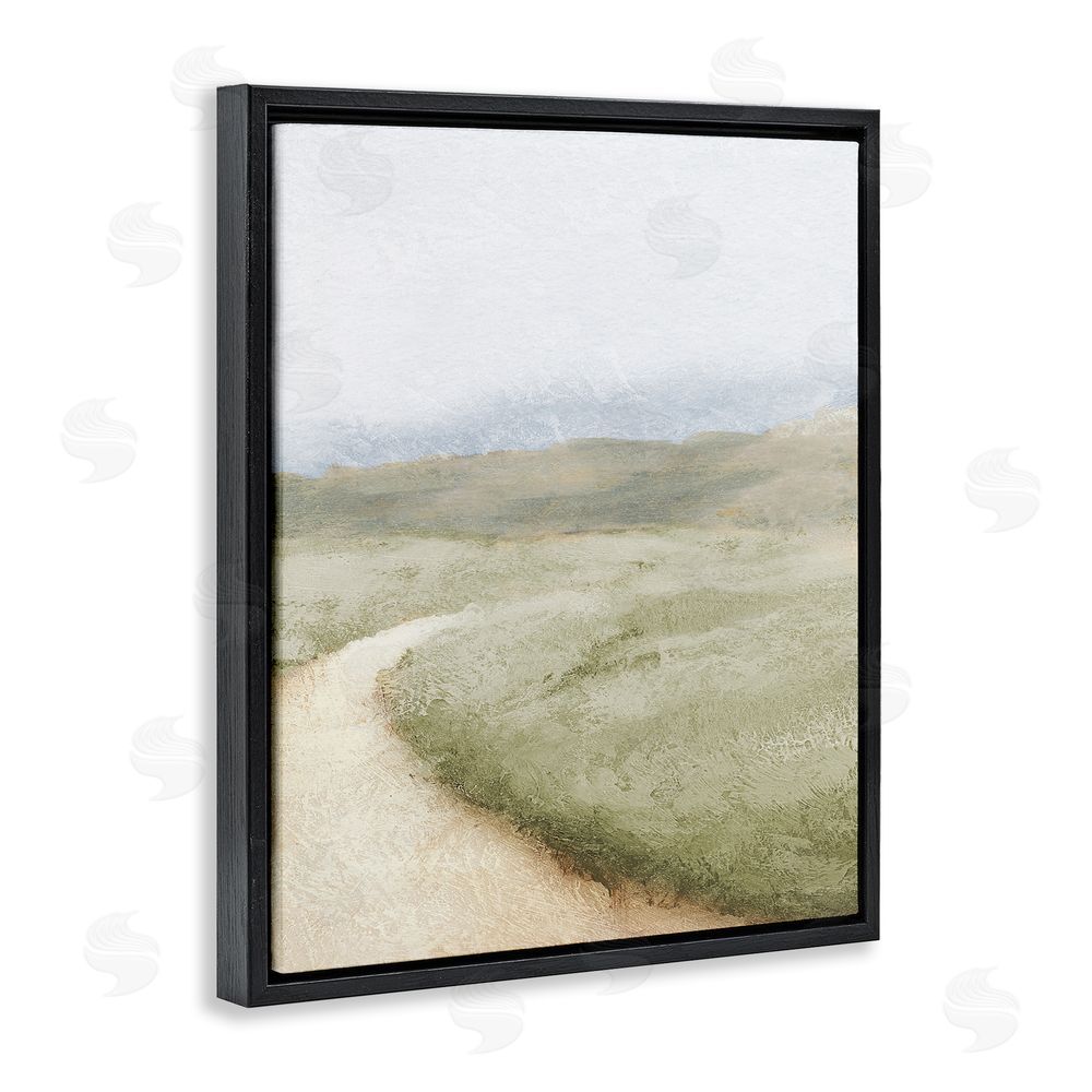 Sundance Graphics Green Pasture Quiet Landscape Black Floating Frame Canvas Wall Art Print