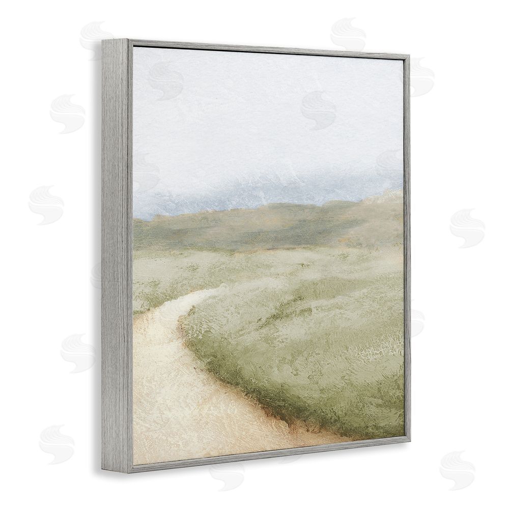 Sundance Graphics Green Pasture Quiet Landscape Gray Framed Giclee Wall Art Print