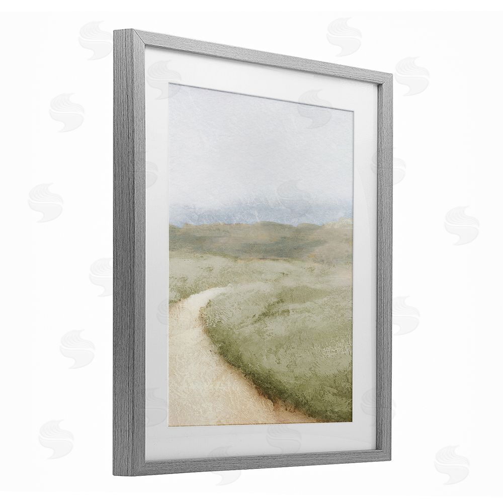 Sundance Graphics Green Pasture Quiet Landscape Gray Framed Print Under Glass Wall Art