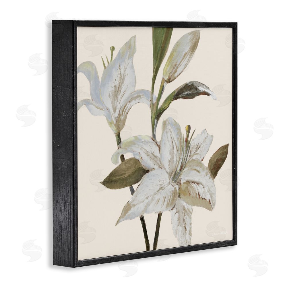 Sundance Graphics Lilies Soft Beige Black Framed Giclee Wall Art Print