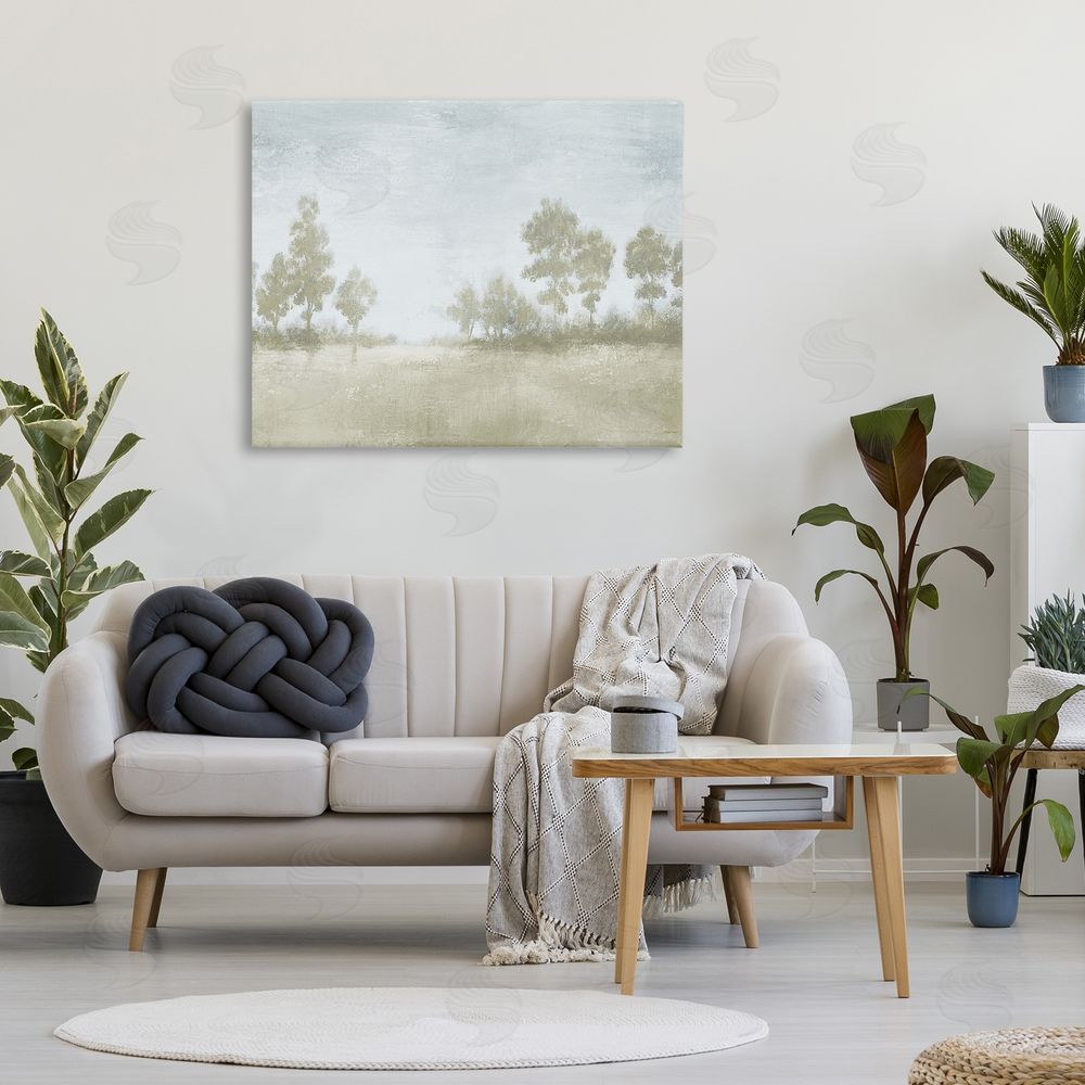 Michael Marcon Soft Distant Valley Landscape Stretched Canvas Wall Art in Room