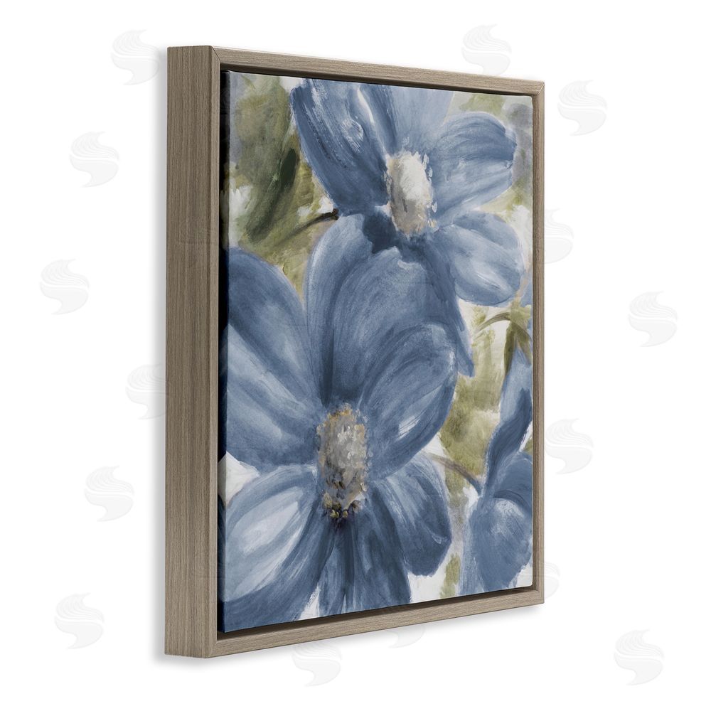 Lanie Loreth Walk In Beauty Blue Flowers Brown Floating Frame Canvas Wall Art Print