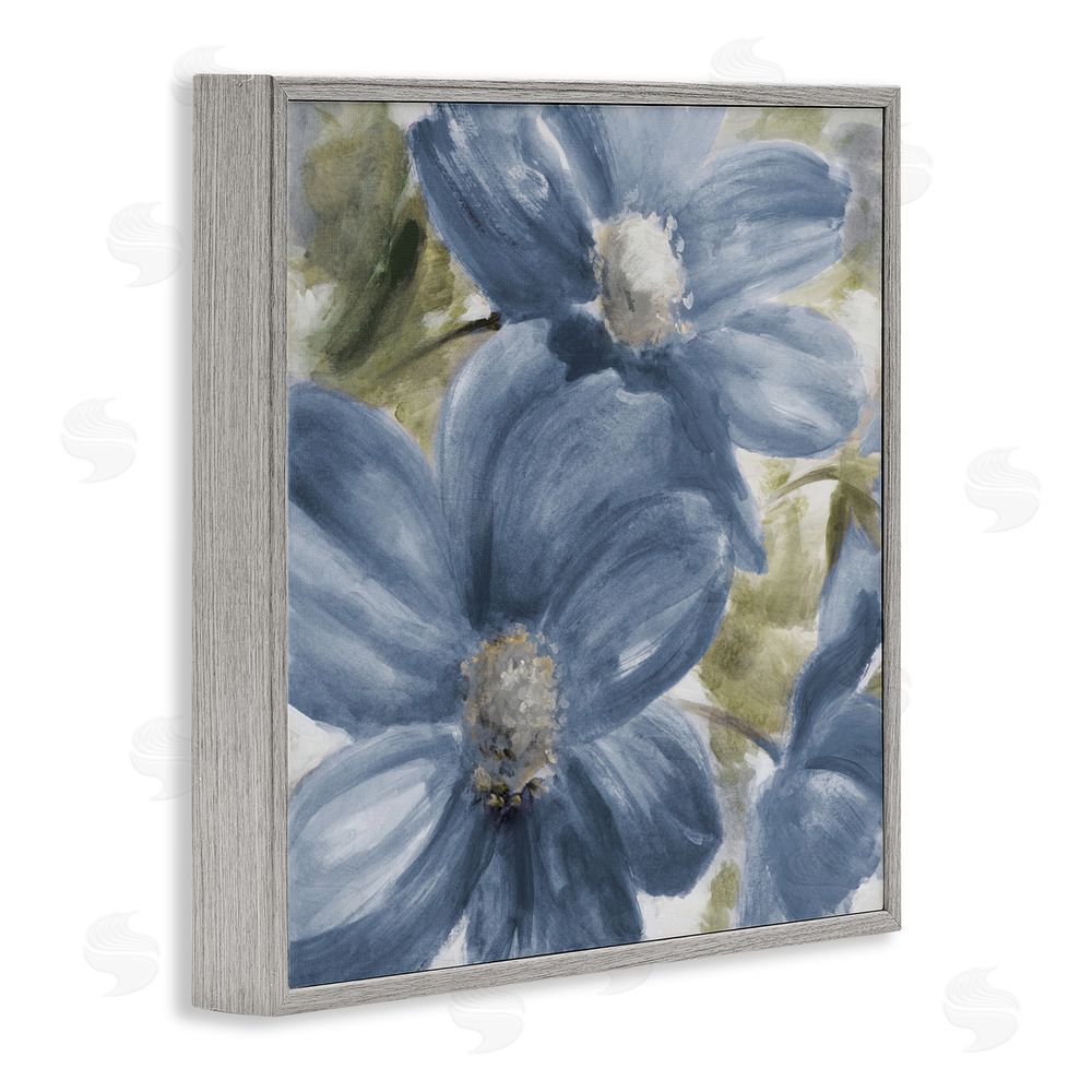 Lanie Loreth Walk In Beauty Blue Flowers Gray Framed Giclee Wall Art Print