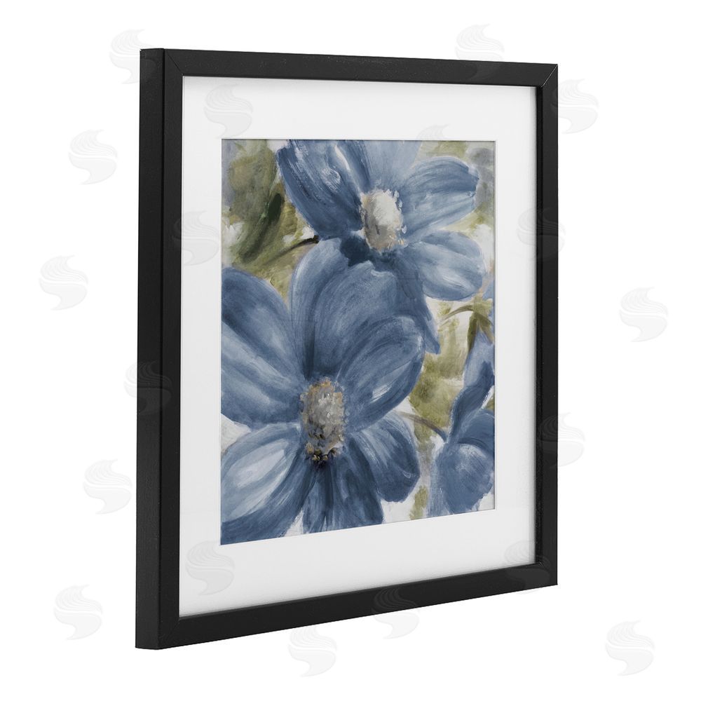 Lanie Loreth Walk In Beauty Blue Flowers Black Framed Print Under Glass Wall Art