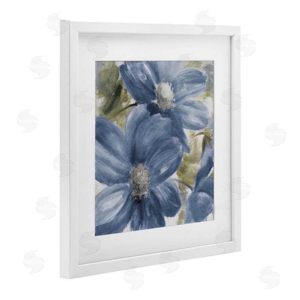 Lanie Loreth Walk In Beauty Blue Flowers White Framed Print Under Glass Wall Art