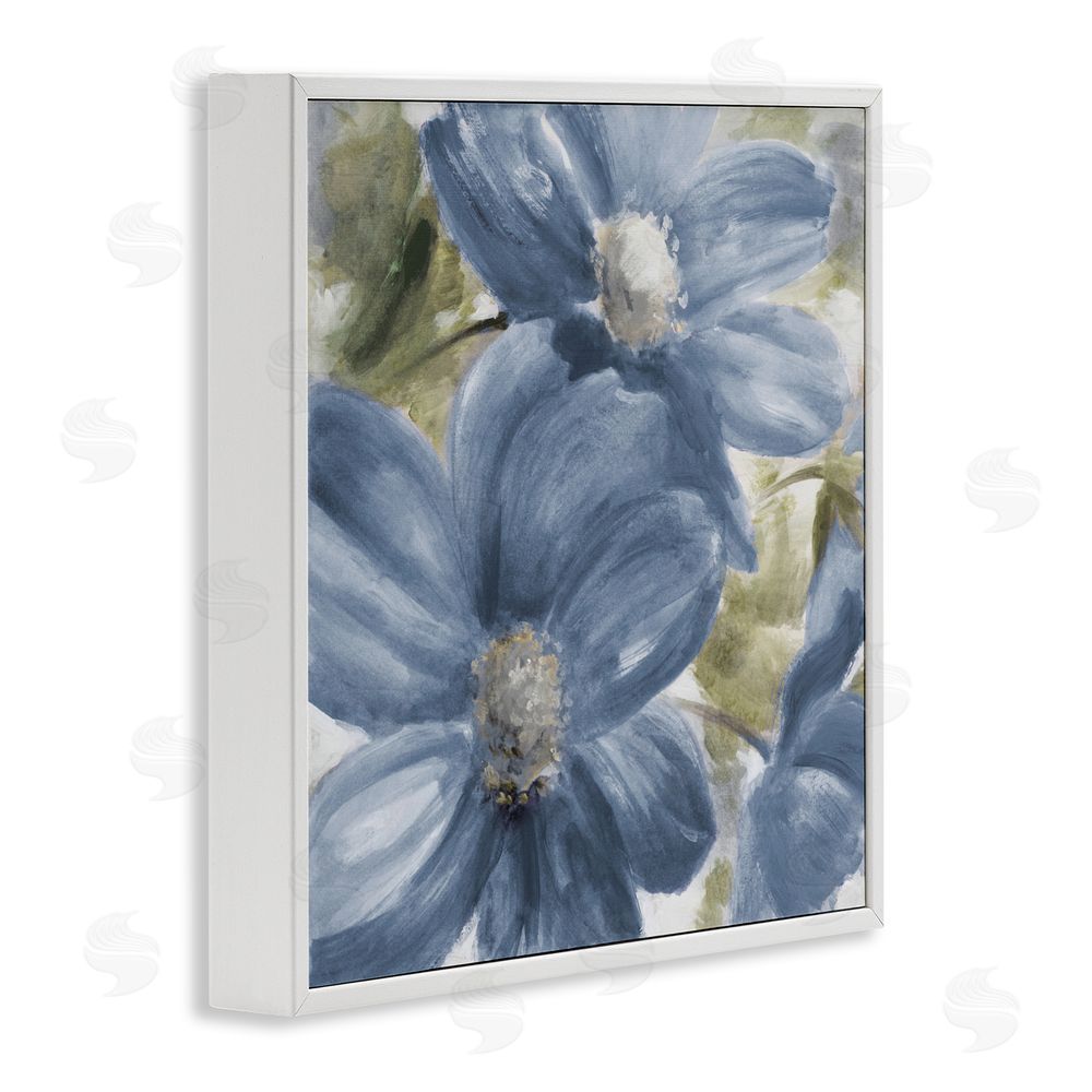 Lanie Loreth Walk In Beauty Blue Flowers White Framed Giclee Wall Art Print