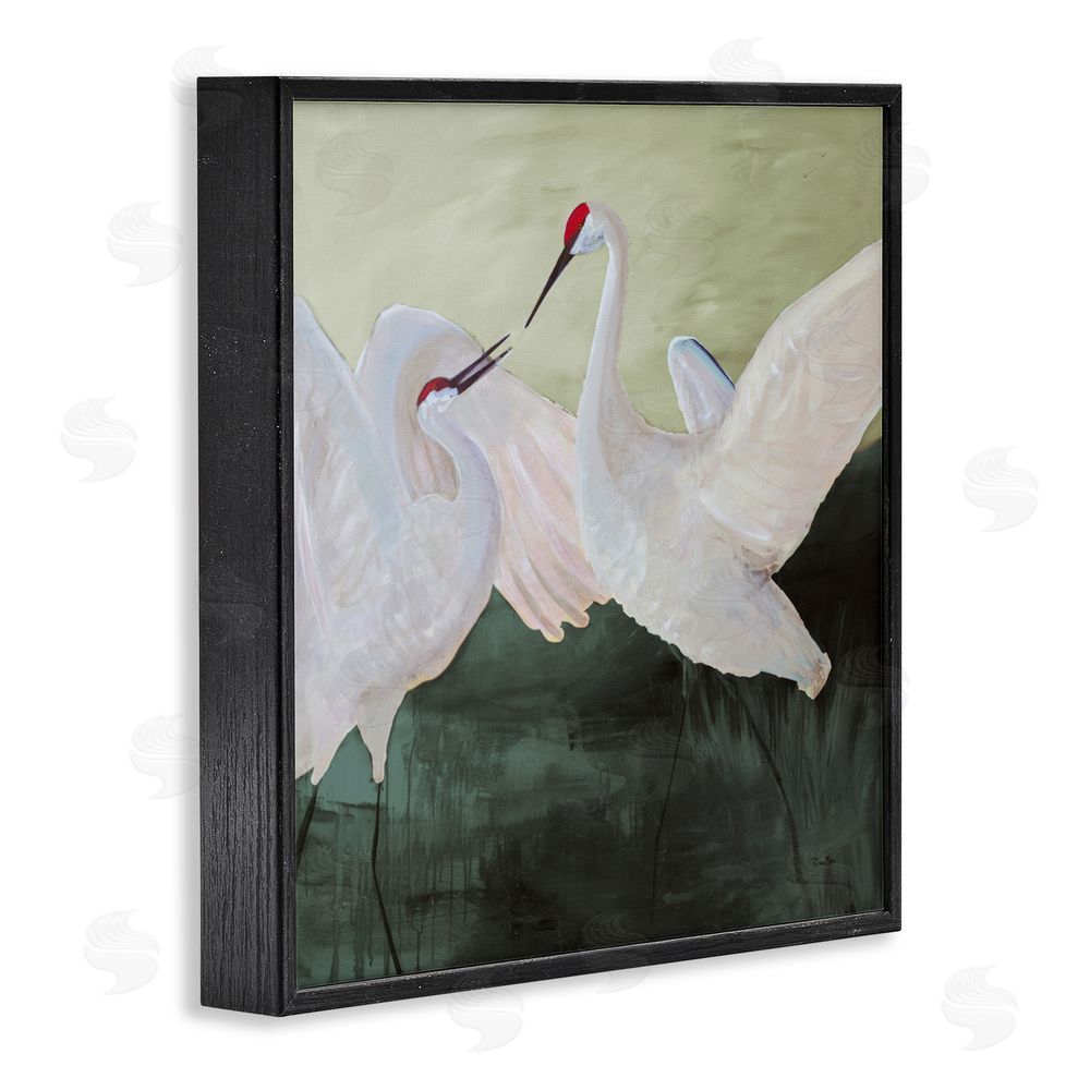 Robin Maria White Sandhill Cranes Black Framed Giclee Wall Art Print