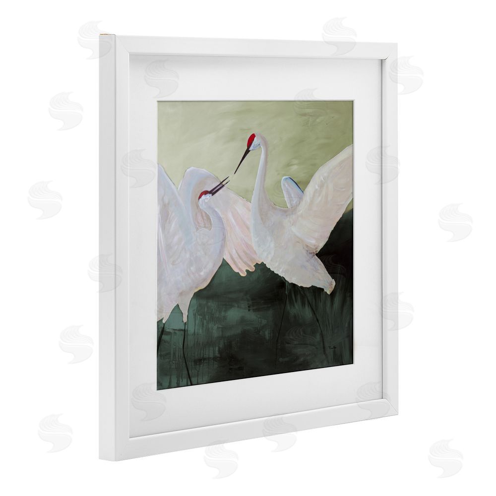 Robin Maria White Sandhill Cranes White Framed Print Under Glass Wall Art