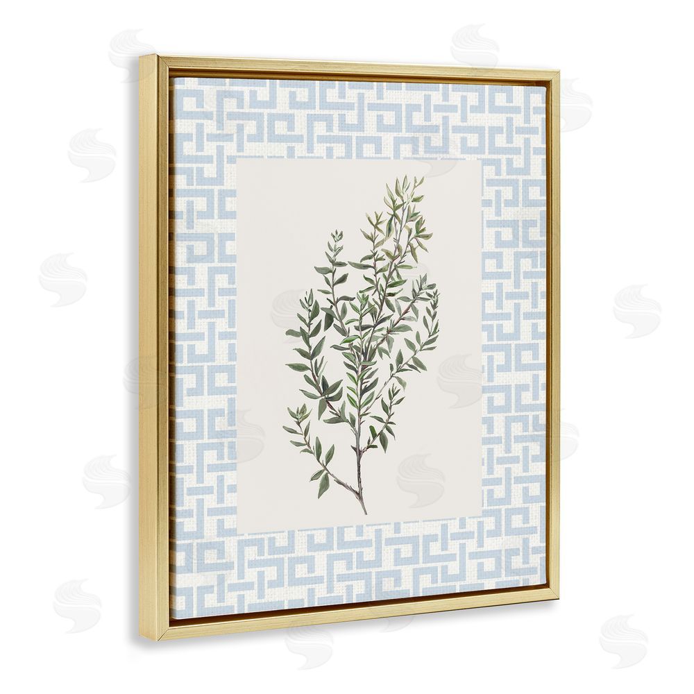 Sundance Graphics Leafy Herb on Geometric Gold Floating Frame Canvas Wall Art Print