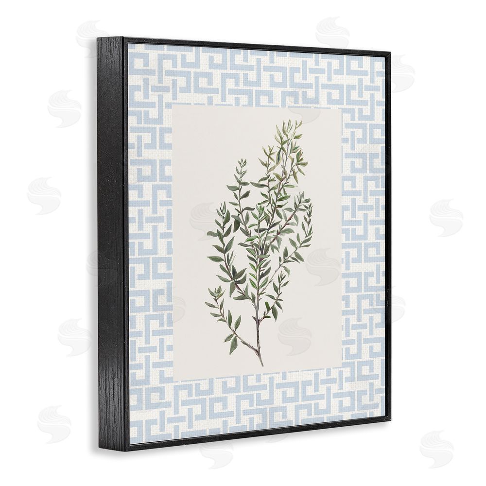 Sundance Graphics Leafy Herb on Geometric Black Framed Giclee Wall Art Print