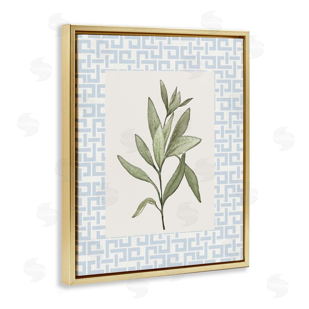 Sundance Graphics Leafy Fresh Herb Gold Floating Frame Canvas Wall Art Print