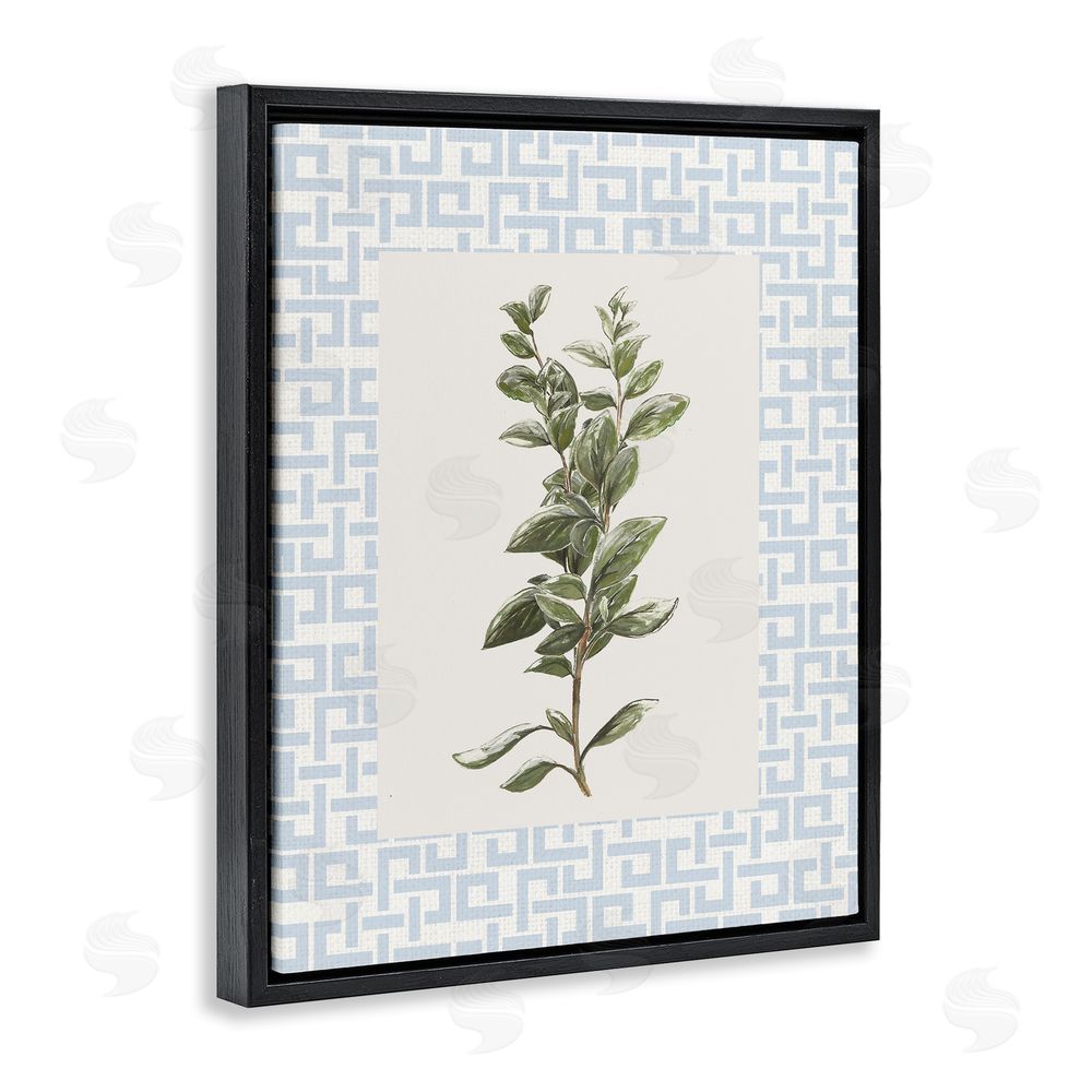 Sundance Graphics Fresh Herb on Geometric Black Floating Frame Canvas Wall Art Print