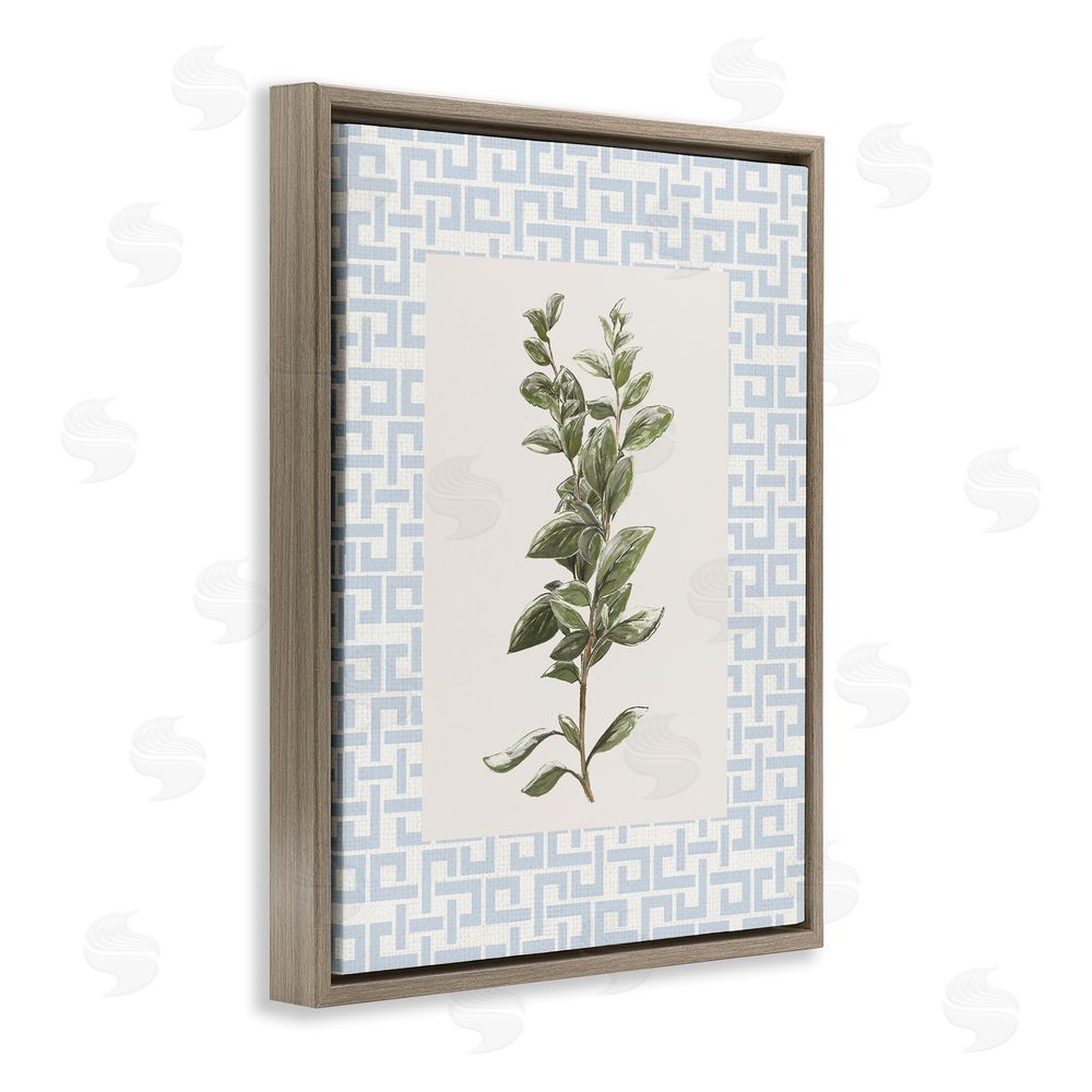Sundance Graphics Fresh Herb on Geometric Brown Floating Frame Canvas Wall Art Print