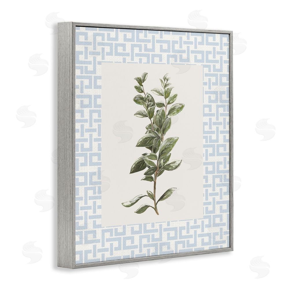 Sundance Graphics Fresh Herb on Geometric Gray Framed Giclee Wall Art Print