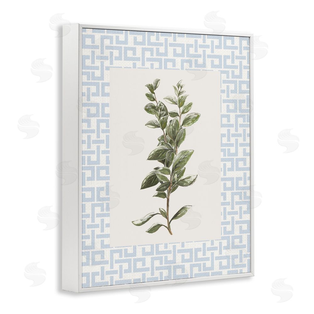 Sundance Graphics Fresh Herb on Geometric White Framed Giclee Wall Art Print