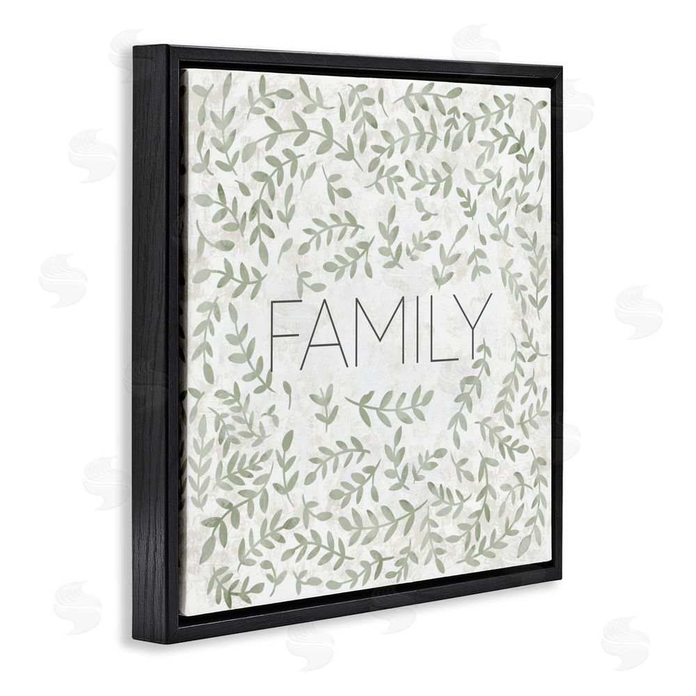 Sundance Graphics Curved Ivy Sprigs Family Black Floating Frame Canvas Wall Art Print