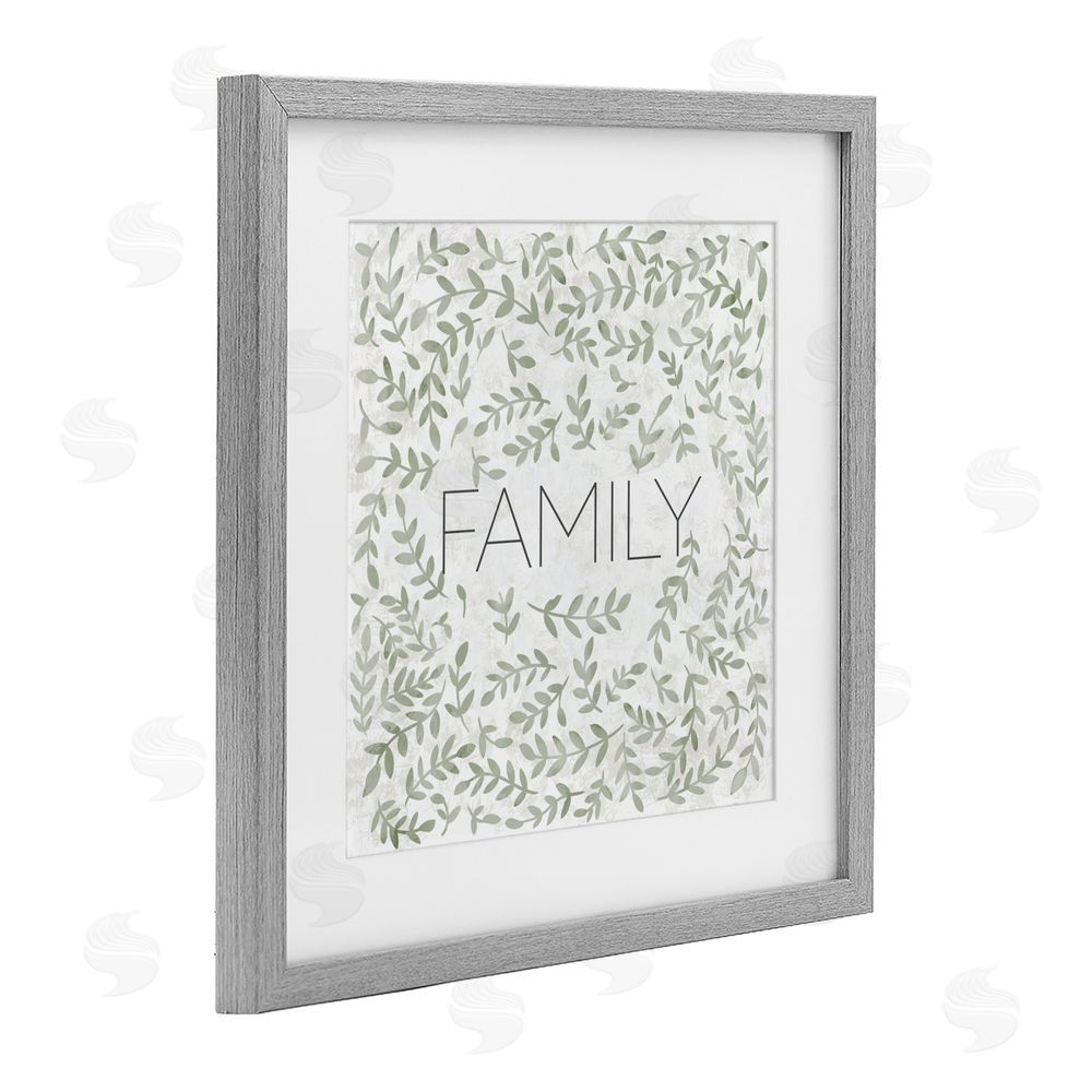 Sundance Graphics Curved Ivy Sprigs Family Gray Framed Print Under Glass Wall Art