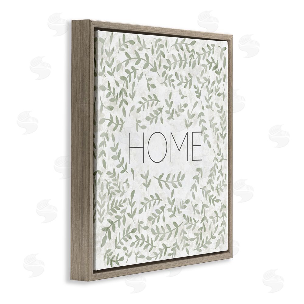 Sundance Graphics Curved Ivy Sprigs Greenery Brown Floating Frame Canvas Wall Art Print