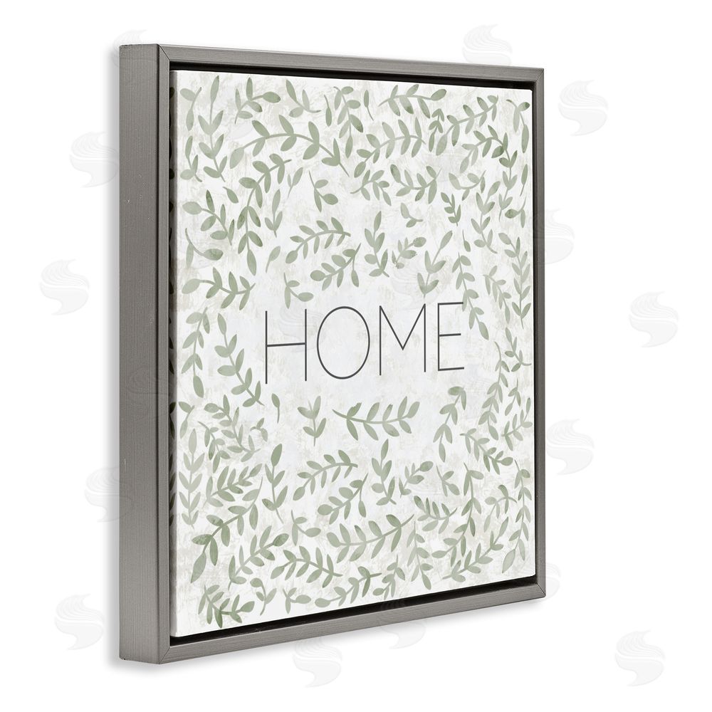 Sundance Graphics Curved Ivy Sprigs Greenery Gray Floating Frame Canvas Wall Art Print