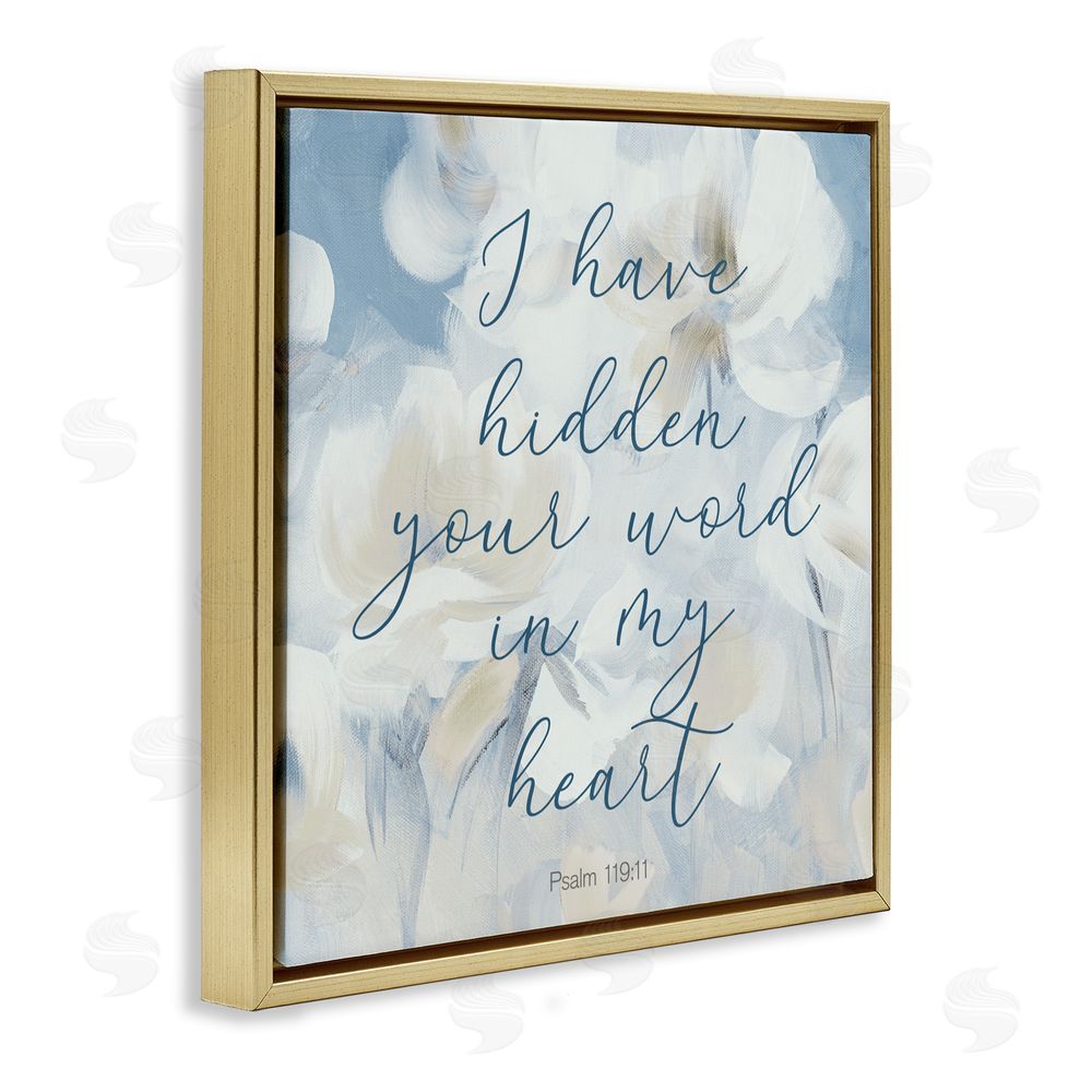 Sundance Graphics Hidden Your Word In My Heart Gold Floating Frame Canvas Wall Art Print