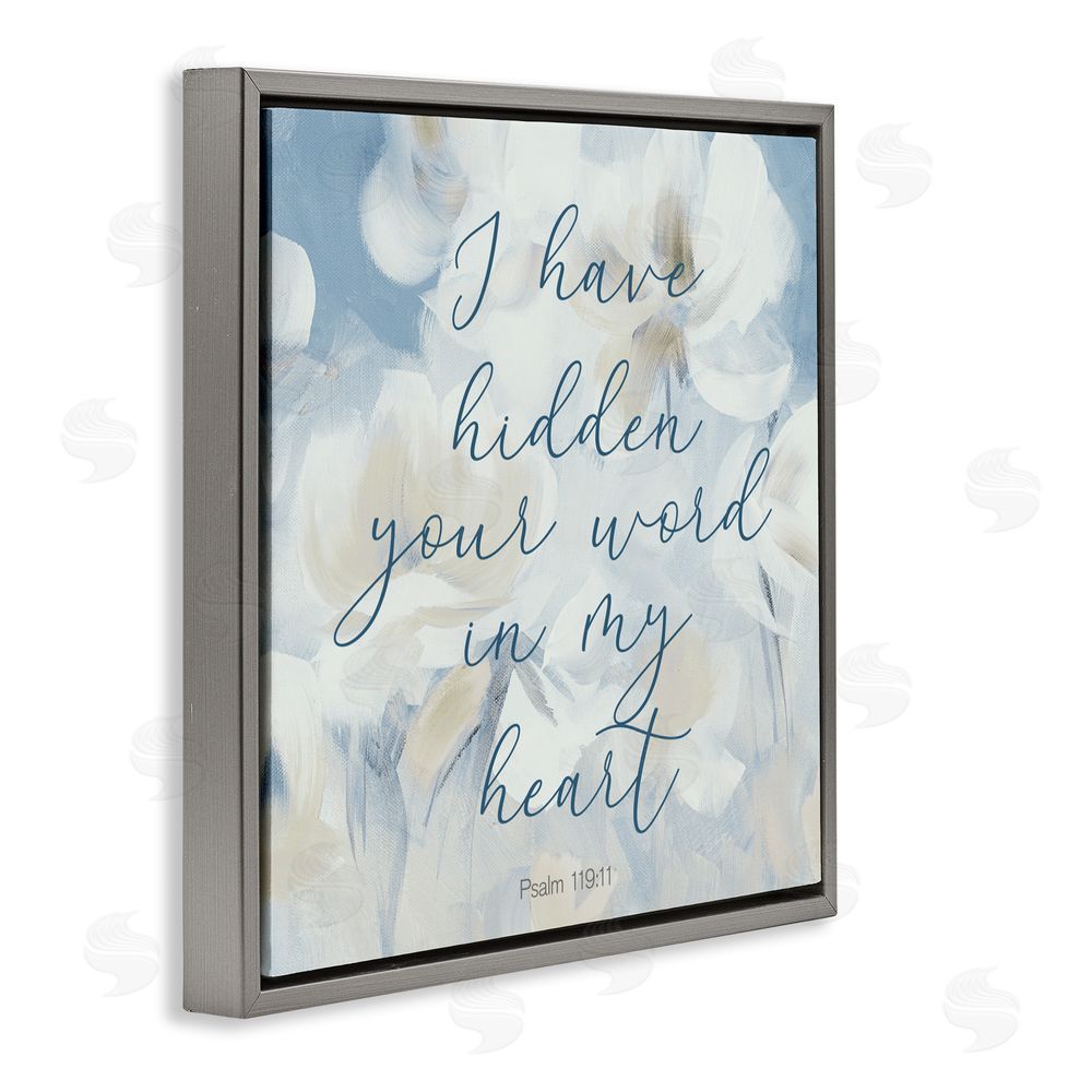 Sundance Graphics Hidden Your Word In My Heart Gray Floating Frame Canvas Wall Art Print