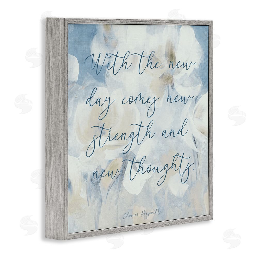 Lanie Loreth Strength & New Thoughts Quote Gray Framed Giclee Wall Art Print