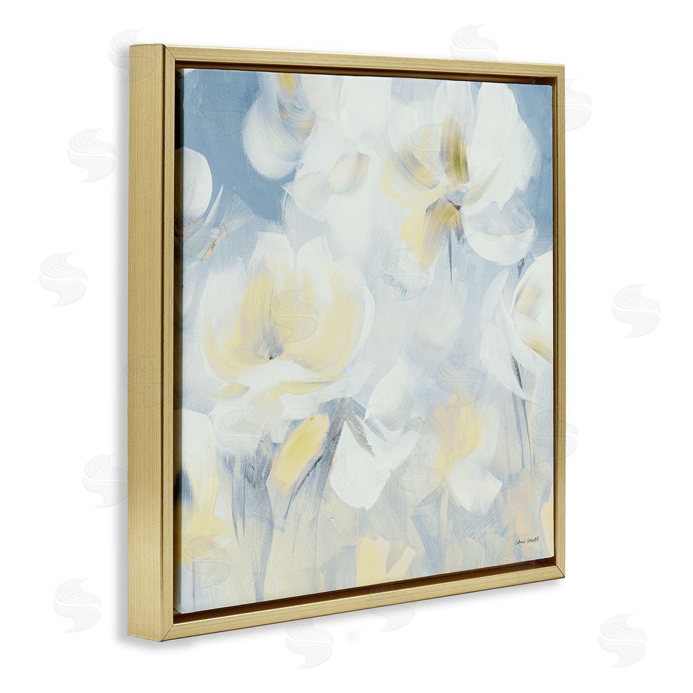 Lanie Loreth Soft & Gentle Flower Field Gold Floating Frame Canvas Wall Art Print