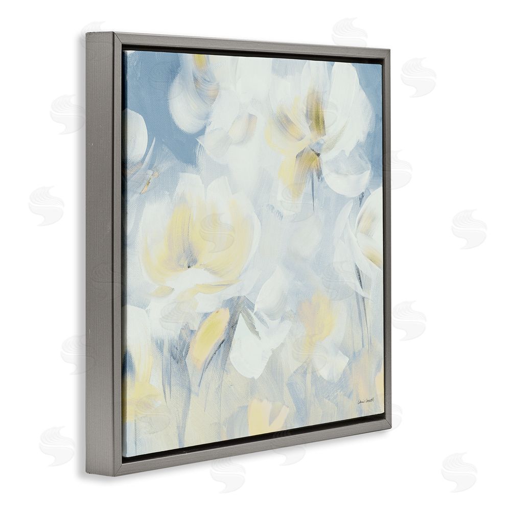 Lanie Loreth Soft & Gentle Flower Field Gray Floating Frame Canvas Wall Art Print