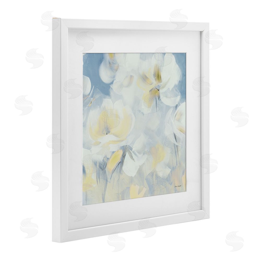 Lanie Loreth Soft & Gentle Flower Field White Framed Print Under Glass Wall Art