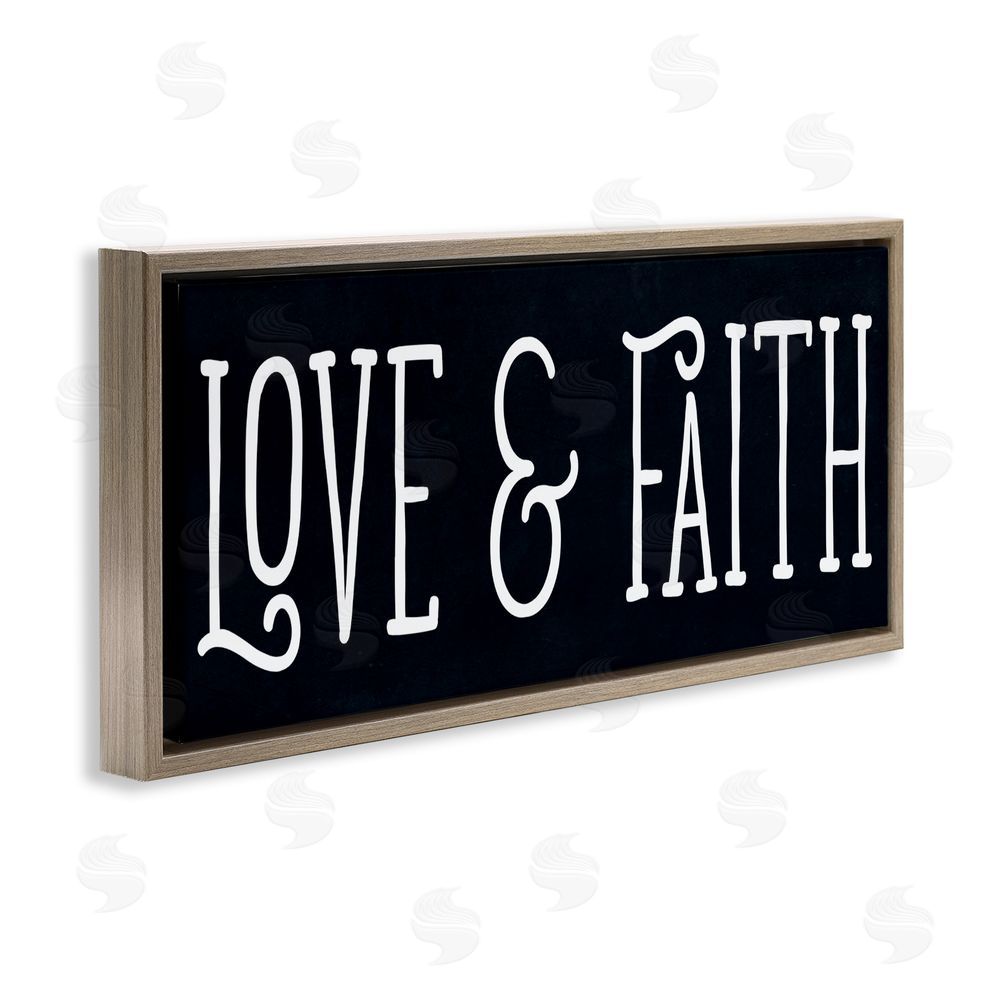 Sundance Graphics Love & Faith on Black Brown Floating Frame Canvas Wall Art Print