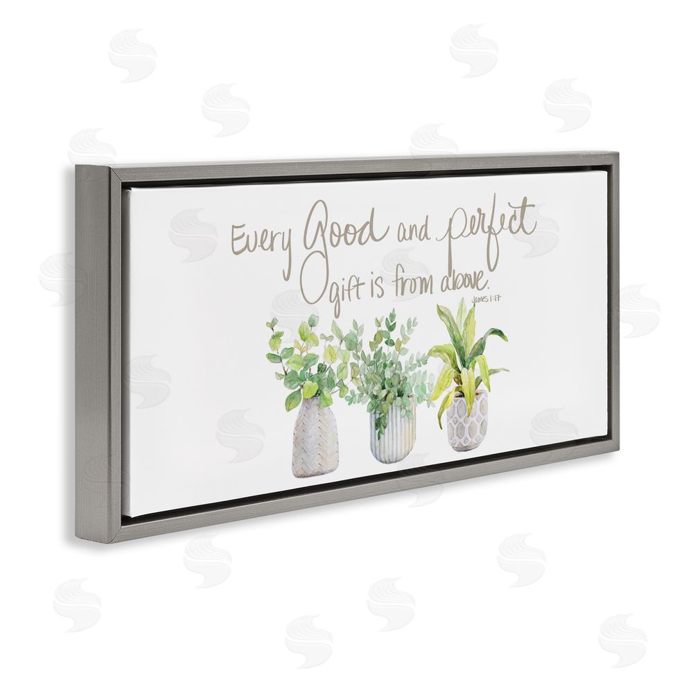 Sundance Graphics Every Good & Perfect Gift Gray Floating Frame Canvas Wall Art Print