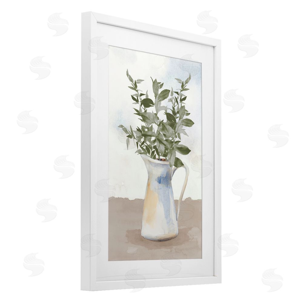 Sundance Graphics Eucalyptus Botanicals Vase White Framed Print Under Glass Wall Art