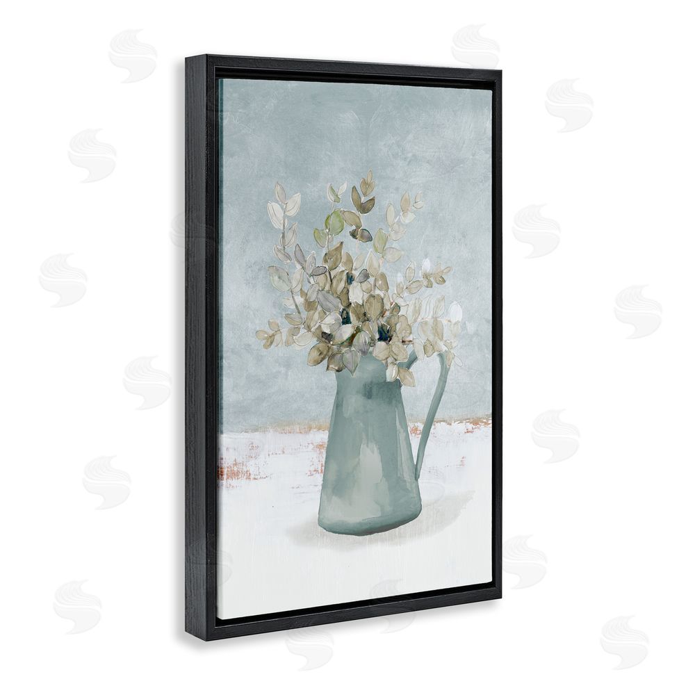 Sundance Graphics Blue Botanical Arrangement Black Floating Frame Canvas Wall Art Print