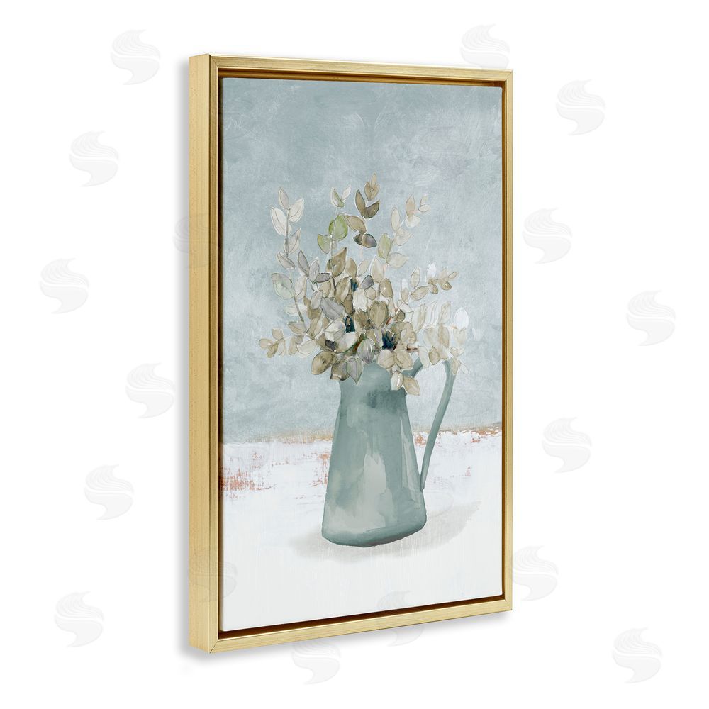 Sundance Graphics Blue Botanical Arrangement Gold Floating Frame Canvas Wall Art Print