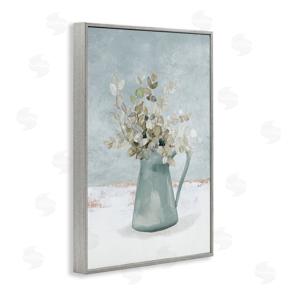 Sundance Graphics Blue Botanical Arrangement Gray Framed Giclee Wall Art Print