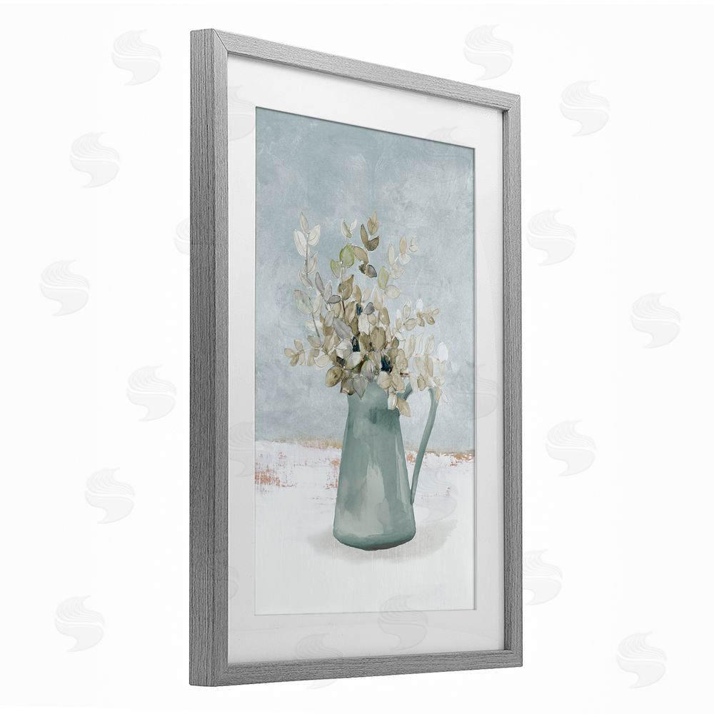 Sundance Graphics Blue Botanical Arrangement Gray Framed Print Under Glass Wall Art