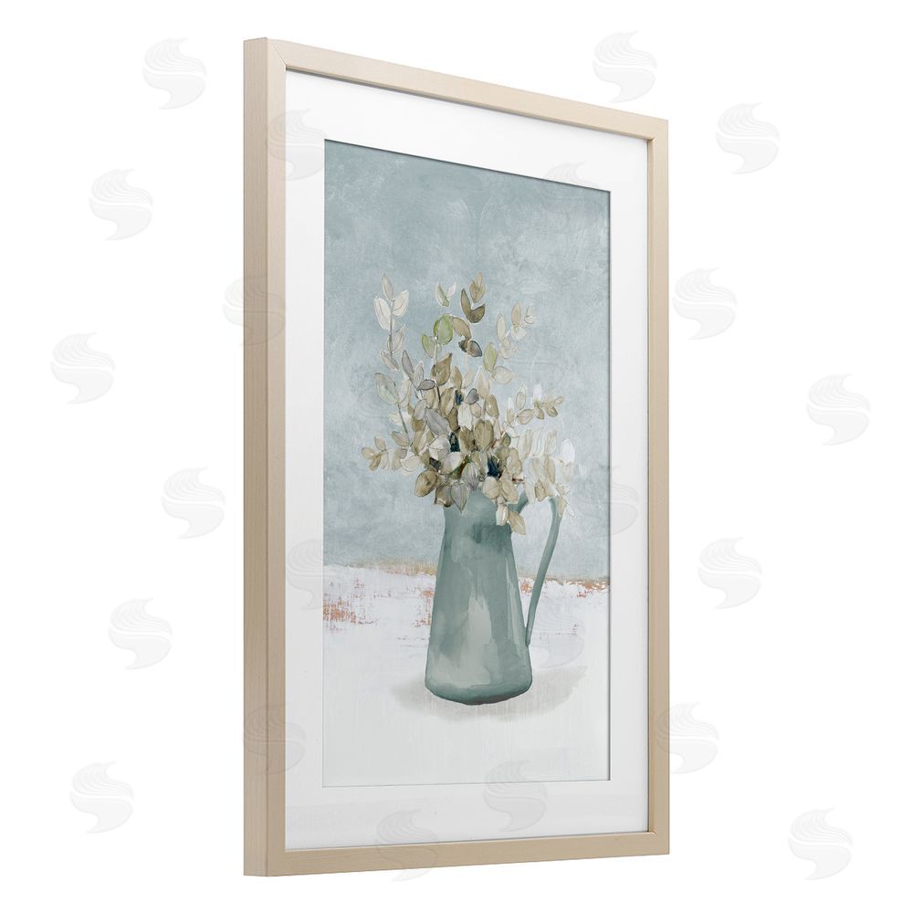 Sundance Graphics Blue Botanical Arrangement Birch Framed Print Under Glass Wall Art