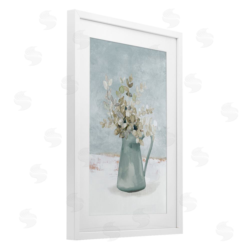 Sundance Graphics Blue Botanical Arrangement White Framed Print Under Glass Wall Art