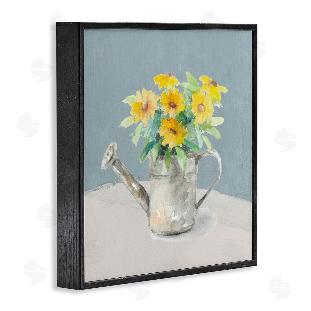 Sundance Graphics Daisies in Watering Can Black Framed Giclee Wall Art Print
