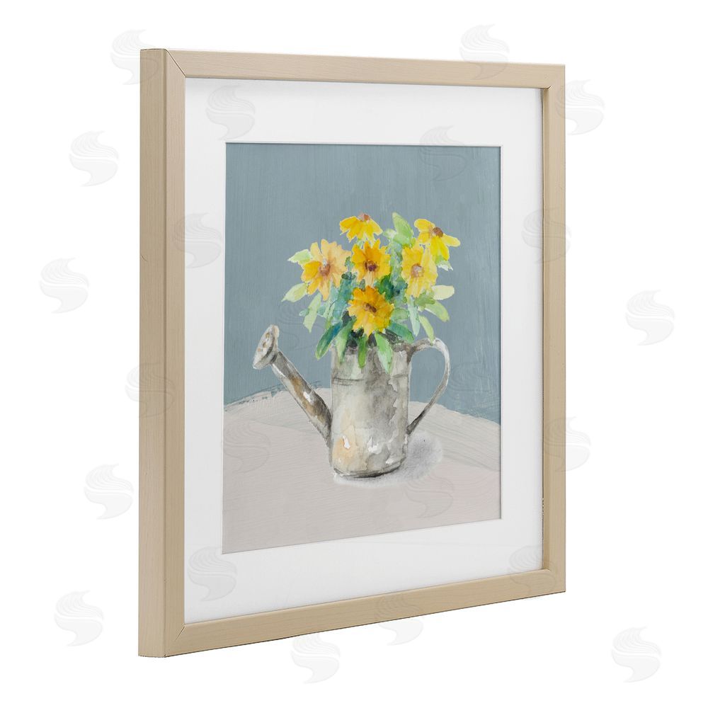 Sundance Graphics Daisies in Watering Can Birch Framed Print Under Glass Wall Art